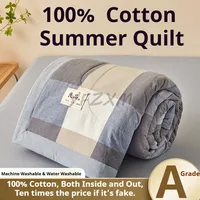 Couverture d'été 100% coton, bien ventilée, de haute qualité, douce pour la peau, respirante, légère, pour lit simple ou double, couette 1