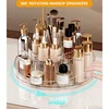 360 Rotating Makeup Organizer, Lazy Susan Turntable Cosmetics Storage Tray, 2 Layers Round Spinning Holder Organizer Case for 3