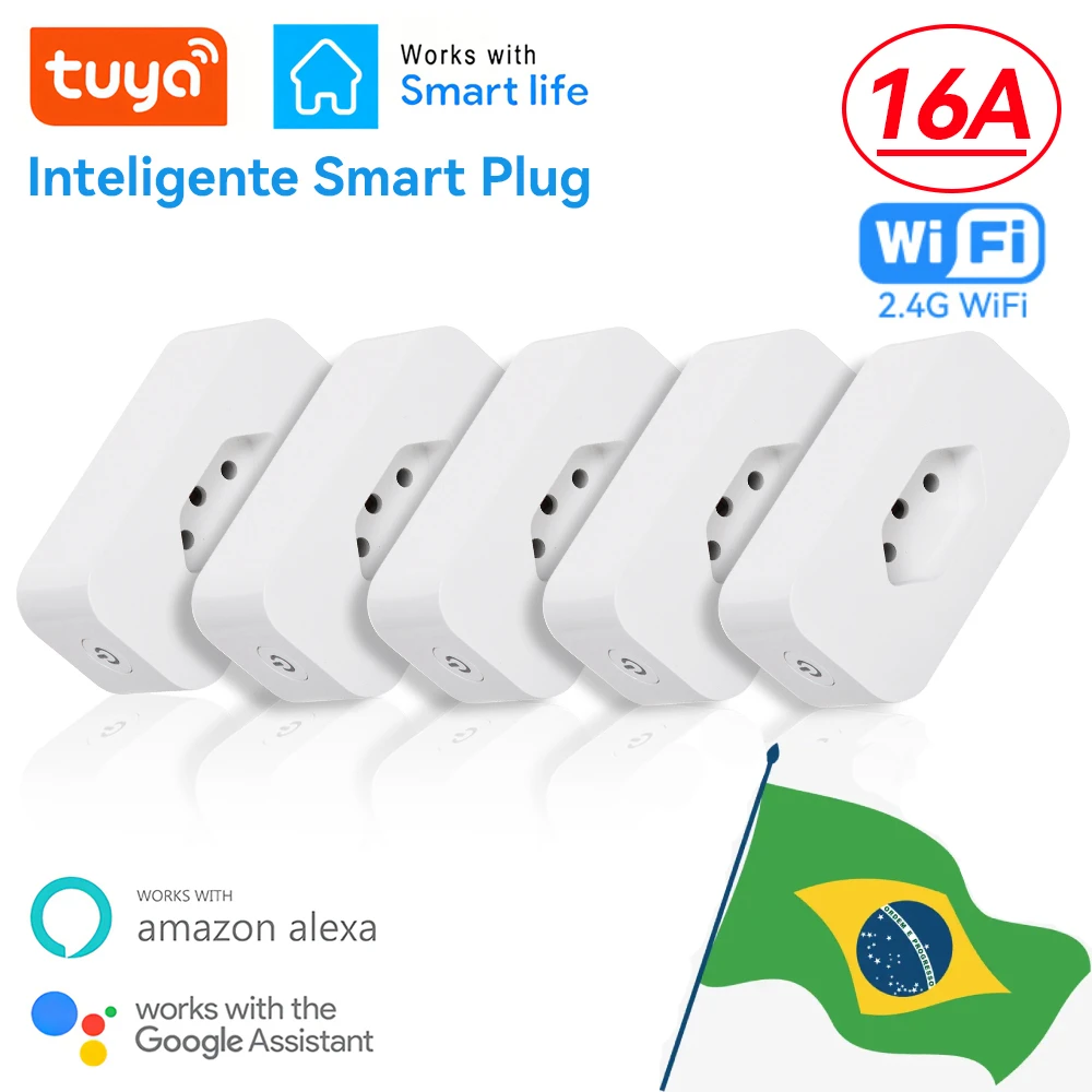 16a Brazil Wifi Smart Plug Tuya Smart Home Power Socket Outlet Power