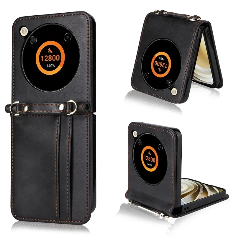 Crossbody Shockproof PU Leather Phone Case - Non-Slip, Hard Back Cover