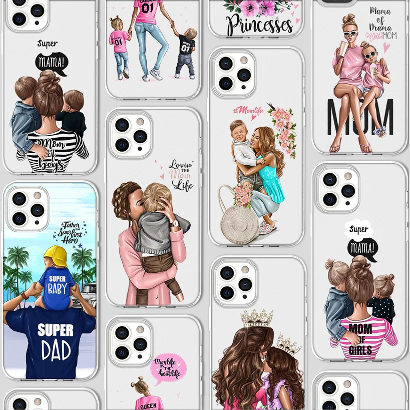 apple 13 pro max case Super Mom Dad Funda for Iphone 13 Case for IPhone 13 12 11 Pro XR 7 X XS Max Mini 8 6 6S Plus 5 SE 2020 Silicone Coque Baby Cute iphone 13 pro max wallet case