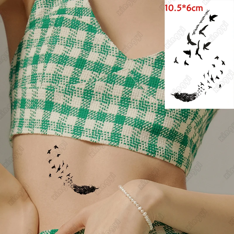 

Waterproof Temporary Tattoos Sticker Black Small Bird Pattern Design Body Art Fake Tatoo on Ear Finger Body Tatto Women Men Kids