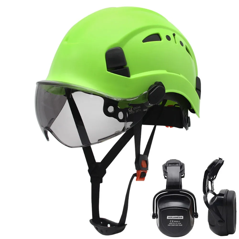 ConstructionSafetyHelmetWithGogglesVisorEarmuffCEEN397ABSHard