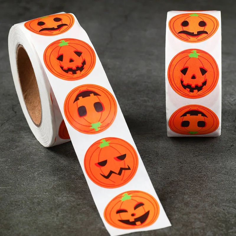 Description Picture 3 of item500pcs Halloween Pumpkin Sticker Packaging Sealing Label Sticker 1inch Gift Stickers DIY Labels Horror Creation Party Decoration