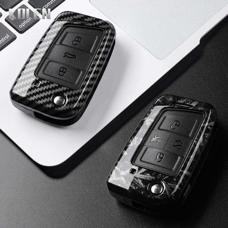 ABS carbon fiber style car key case cover For Volkswagen VW Golf 7 ALLTRACK MK7 Tiguan SEAT Ateca Leon FR 2 Ibiza Skoda Octavia