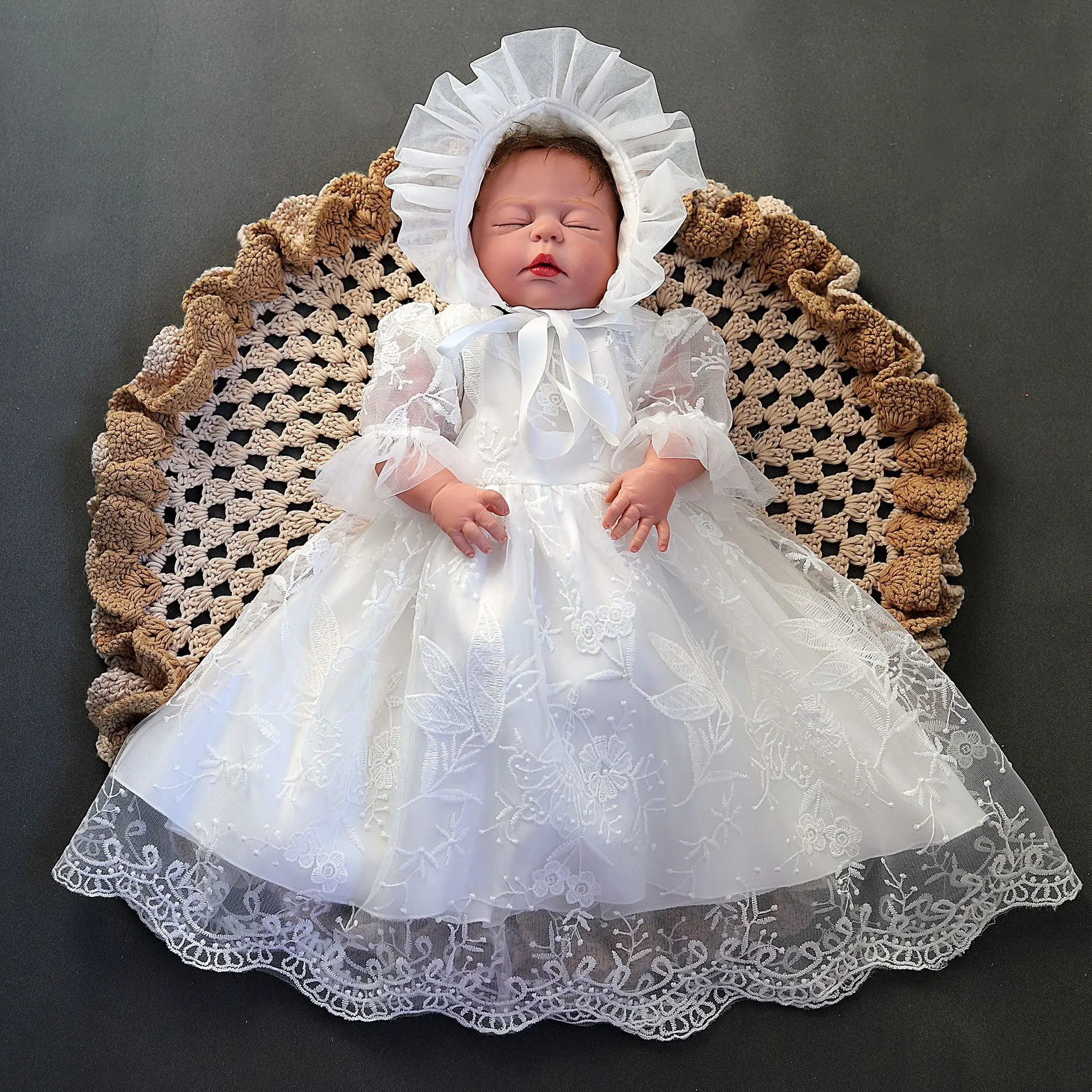 Princess Infant Long Dresses for Birthday Baby Baptism Dress Newborn  Christening Clothing Girl White Clothes with Hat 0-2 Years - AliExpress 1501
