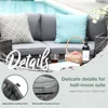 Half moon shaped courtyard outdoor sofa, 2-piece hair vine segmented set, with gray cushion 5