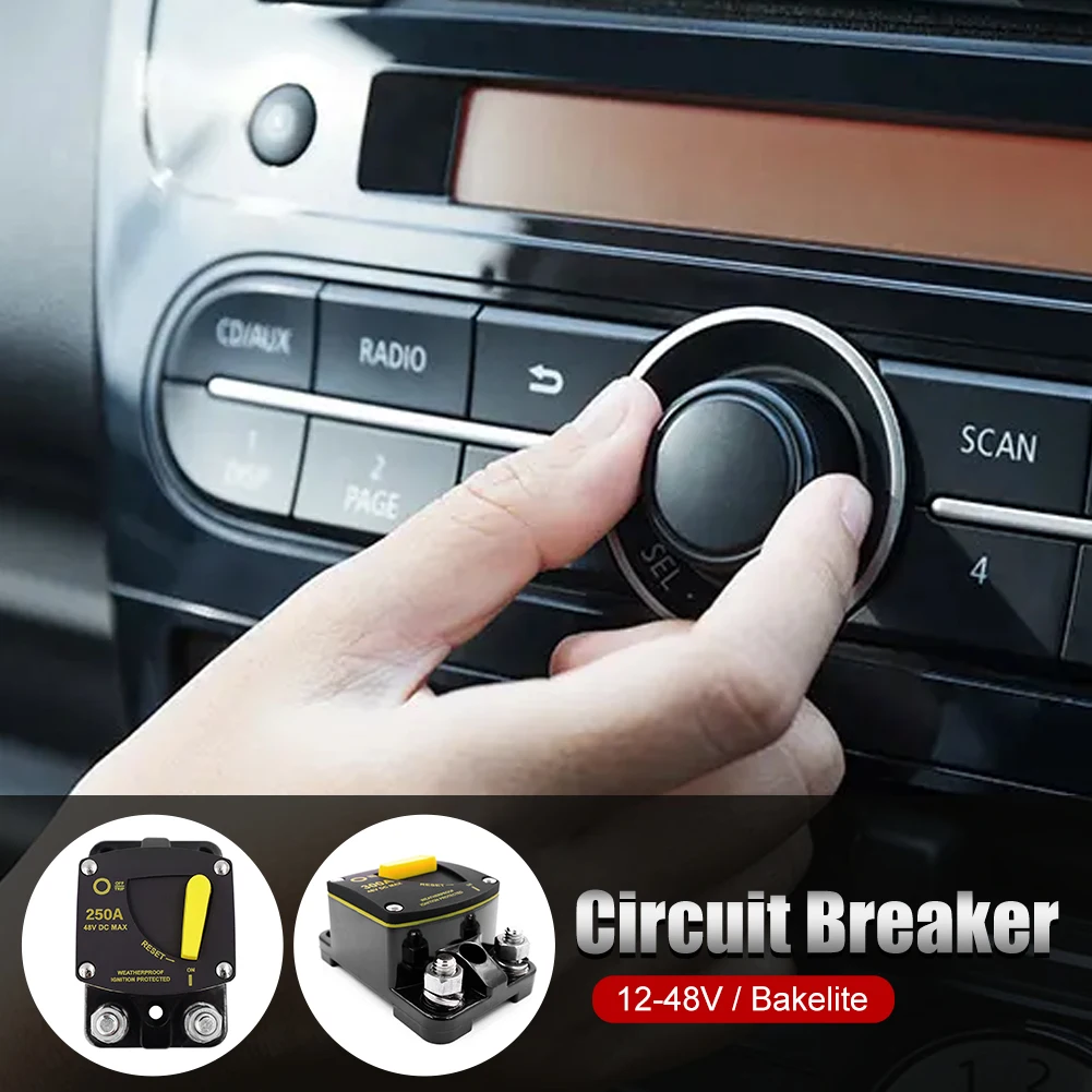 Circuit Breaker Resettable Fuse 50A-300A AMP Circuit Breaker Fuse Reset 12-48V DC Car Audio Amplifier Waterproof
