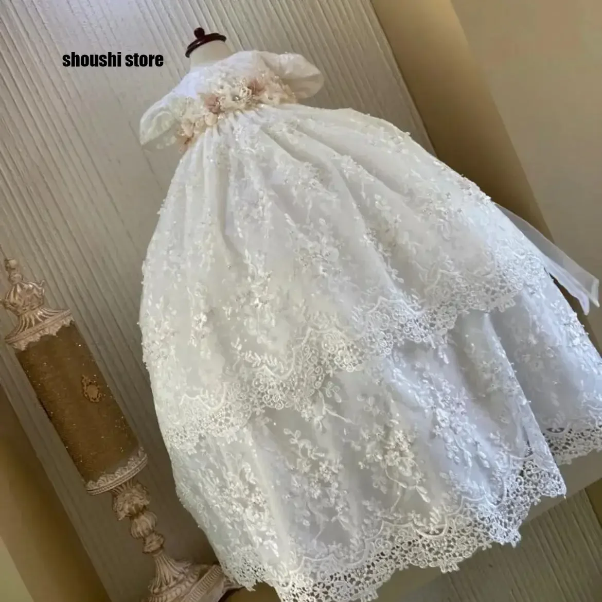 Lace Pearl Baby Gown 1
