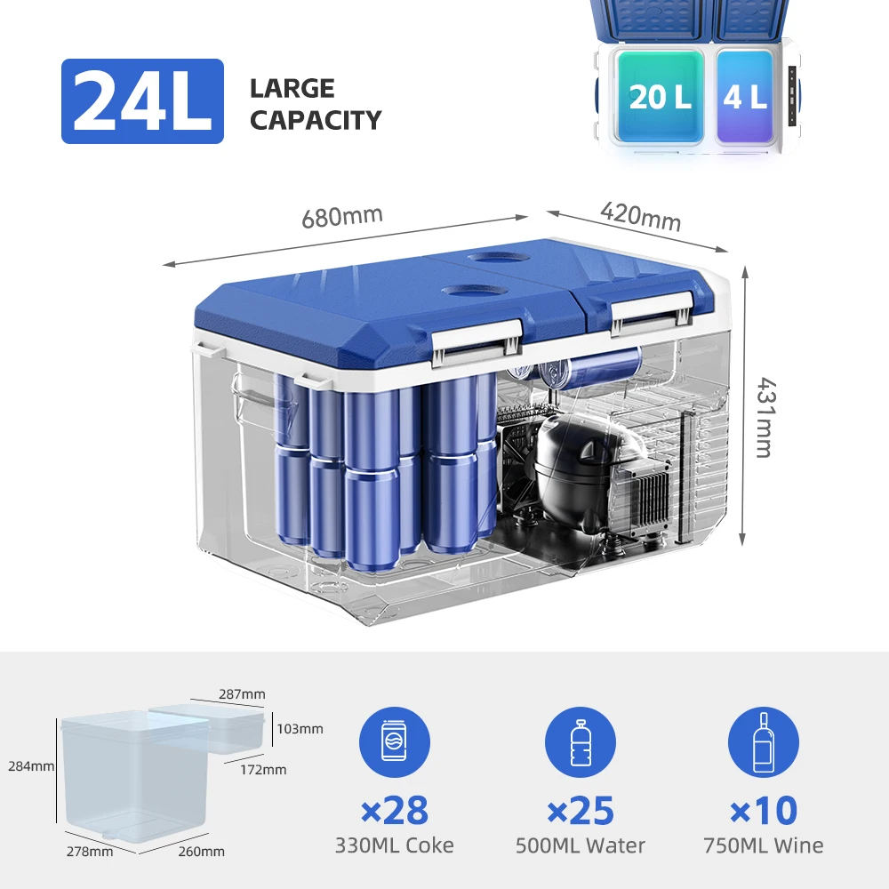 ثلاجة سيارة Zcamp QXL ضاغط 12/24 فولت، تبريد سريع،...