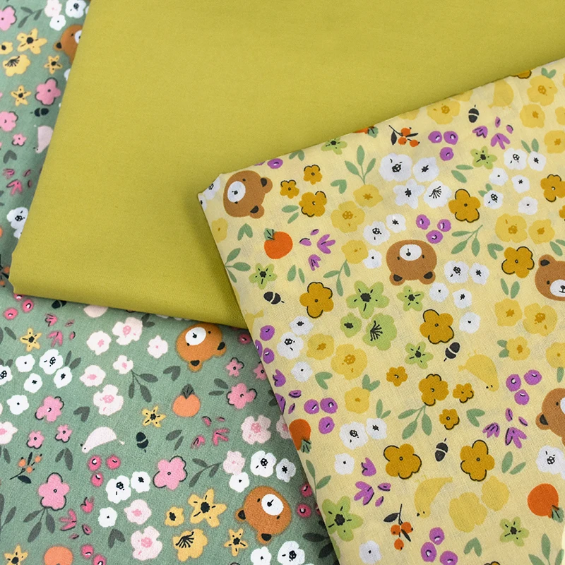 Pure Cotton Plain Weave Cotton Floral Bear, Solid Color Poplin Fabric, Dress Shirt Hanfu Baby Clothes