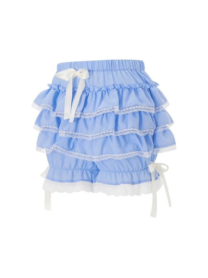 Women's Comfy Lace Trim Ruffle Sleep Shorts