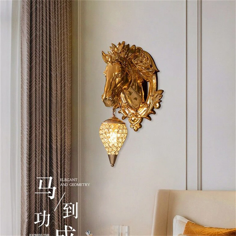 Light Luxury Resin Horsehead LED Wall Lamp 3
