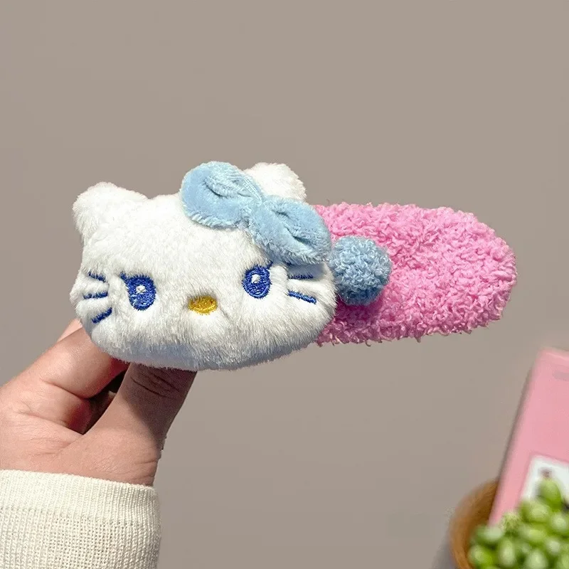 Blue KT cat ball plush hairpin