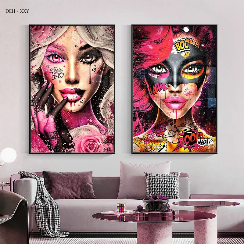 Fashion Women Art Canvas Painting And Graffiti Street Wall Art