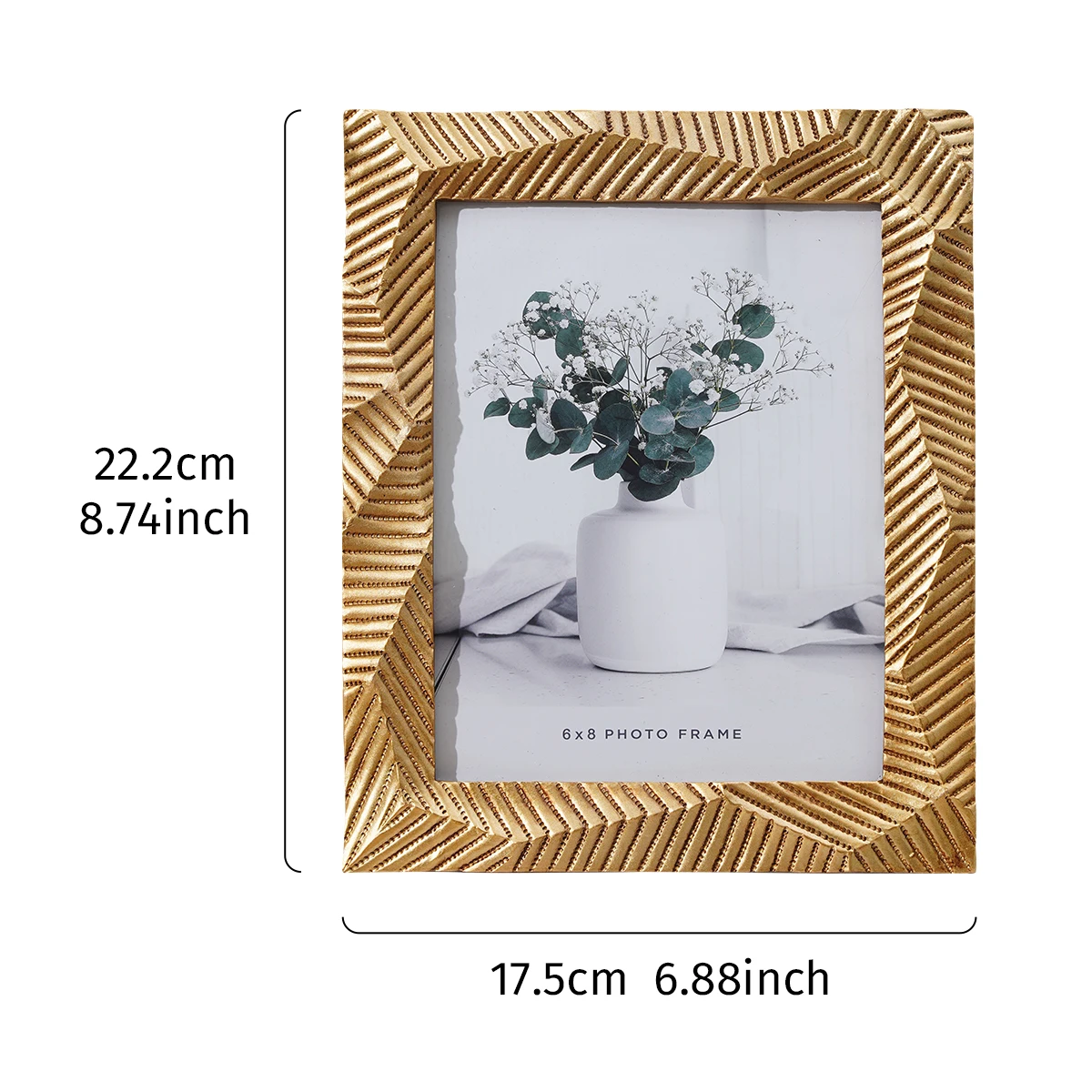1PC, resin material geometric multi-faceted golden photo frame, festive home desktop decoration photo frame ornament