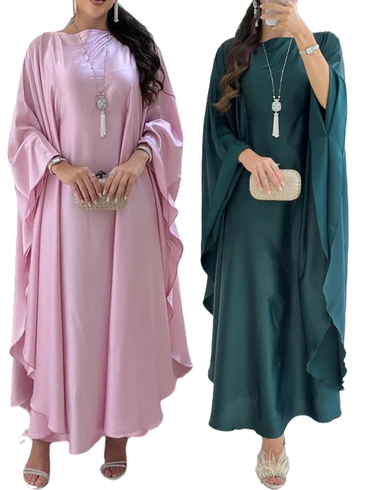 

Рамадан ИД, атласная абайя, Турция, ислам, мусульманское Макси-Платье, молитвенная одежда для женщин, кафтан, хибая, кафтан, женский халат