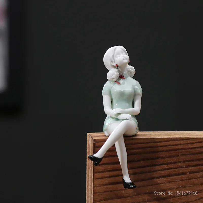 Chinese Classical Figure of Ceramics, Tang Dynasty Beauty, Living Room Entrance, TV Cabinet, Home Zen Small Decor, Creative, 1Pc