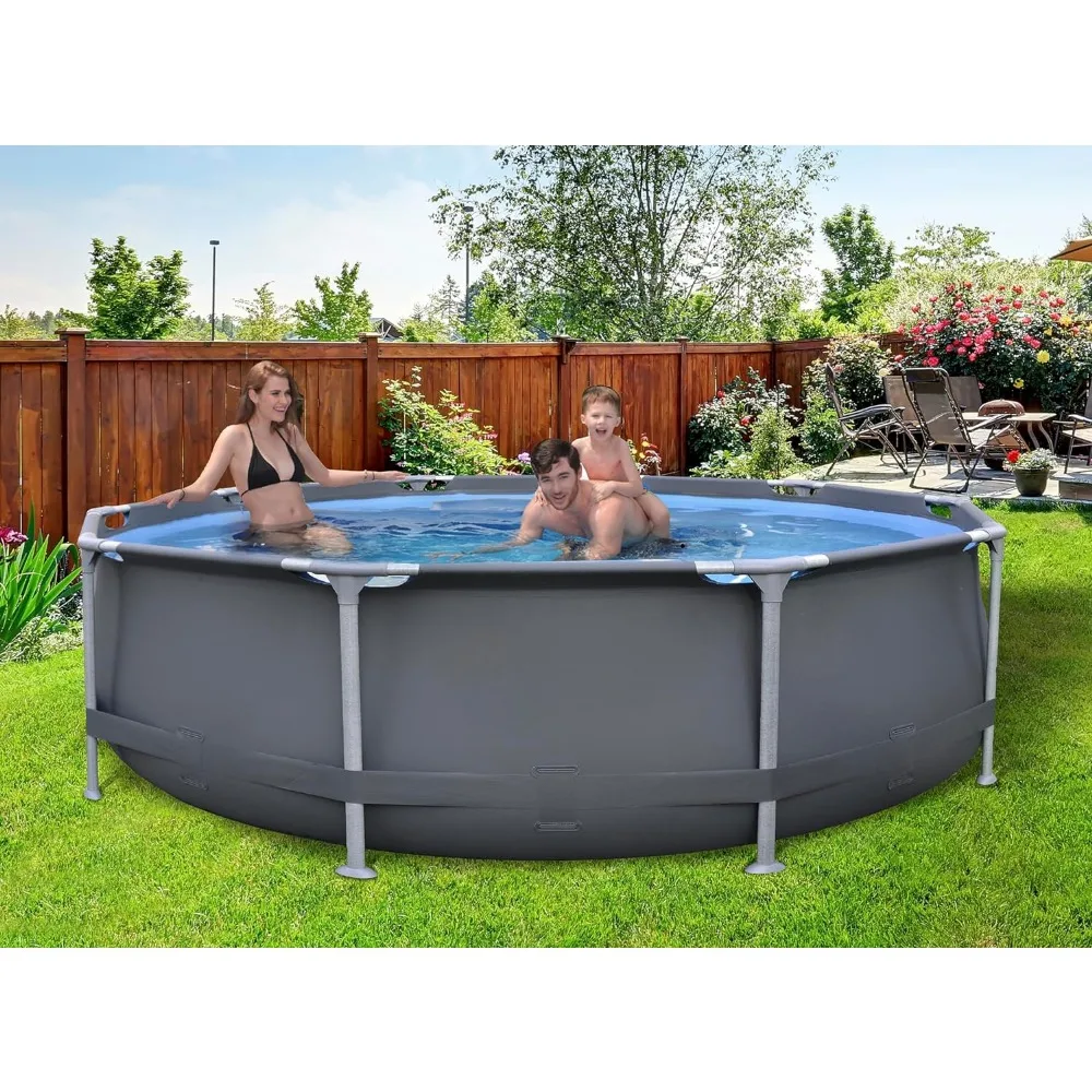 

Outdoor Hot Tubs, 10' ft. x 30" inch Fiber Fit Frame Backyard Above Ground Swimming Pool with Filtration Pump, Outdoor Hot Tubs