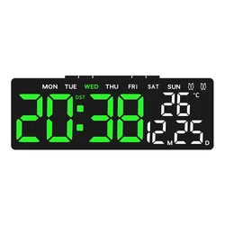 USB Powered LED Digital Alarm Clock with Dual Alarm & Adjustable Brightness (Black Green)