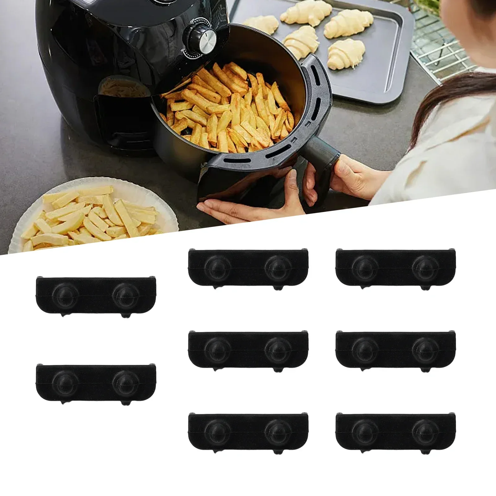 3/8pcs Air Fryer Rubber Cap Scratch Protective Cover High Temperature Kitchen Air Fryer Tray Rubber Replace Protection Cover food cover