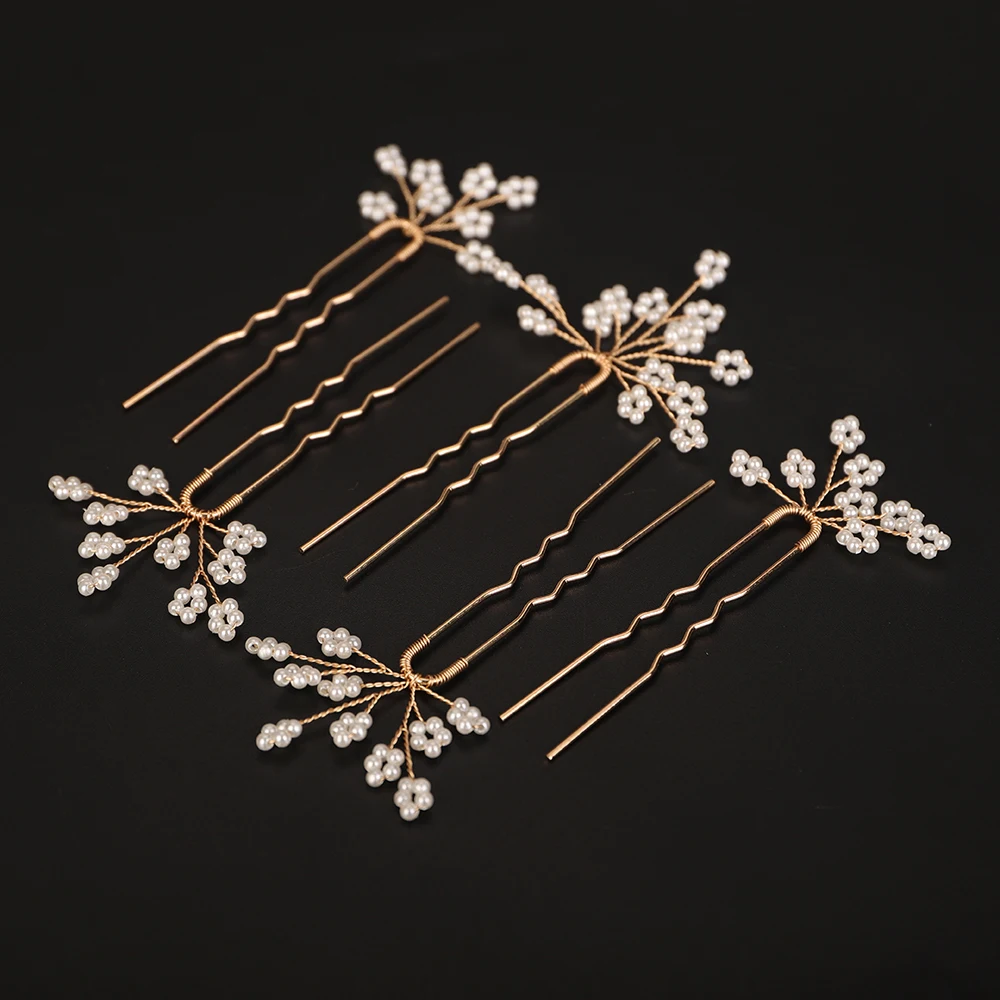 5PCS Pearls Bridal Hair Pins for Women Wedding Accessories