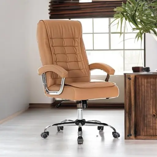 Executive Adjustable Leather Chair High Back Swivel with Padded Armrest 350lbs Load-Bearing Spring Seat Computer Desk Chair