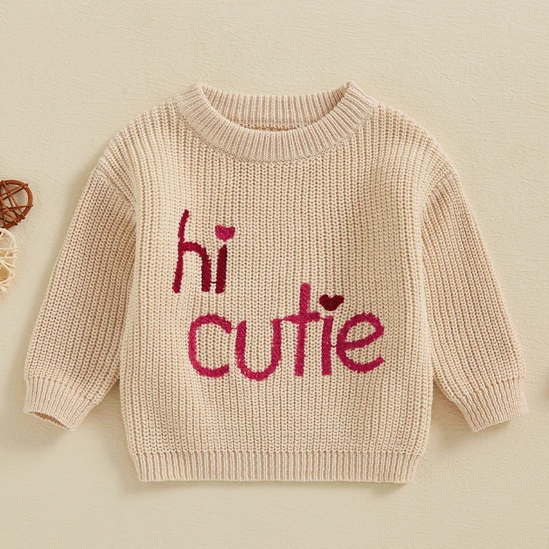 0-36months Baby Sweater Long Sleeve Letters Winter Warm Knit Pullover Valentine&rsquo;s Day Sweater for Infant Girls And Boys