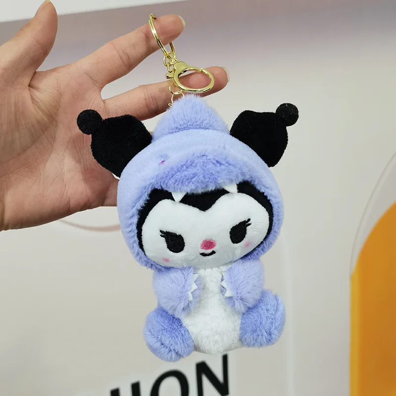 Sanrio Cross Dressing Cute Dinosaur Doll Pochacco Melody Kuromi Plush Keychain Birthday Gift for Women 5