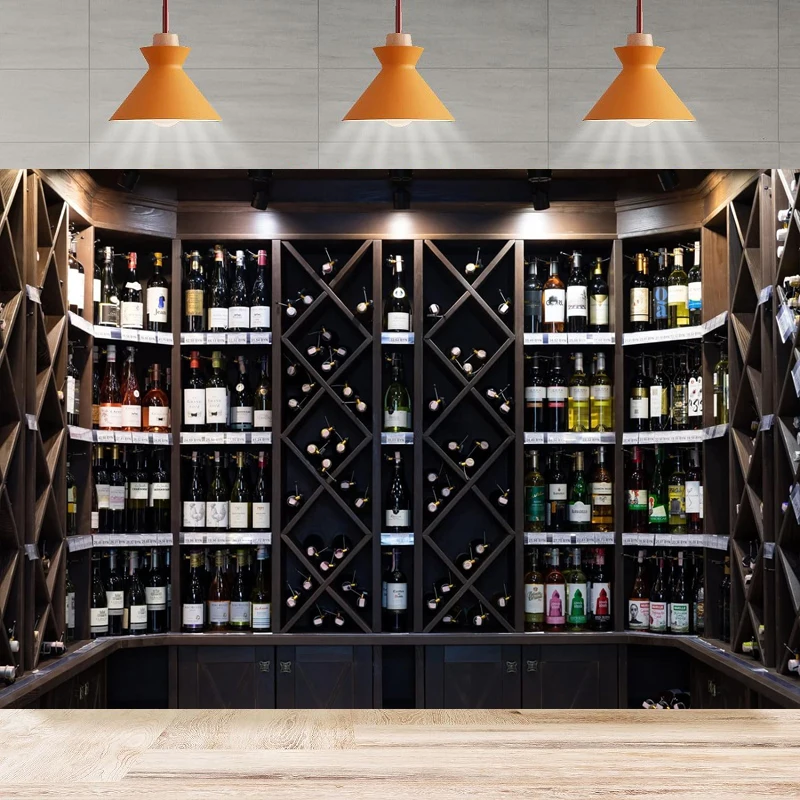 Luxury Wine Cellar Photography Backdrop Liquor Store Pub Bar Alcohol Bottles Wine Shelf Background Party Backdrop Wall Banner