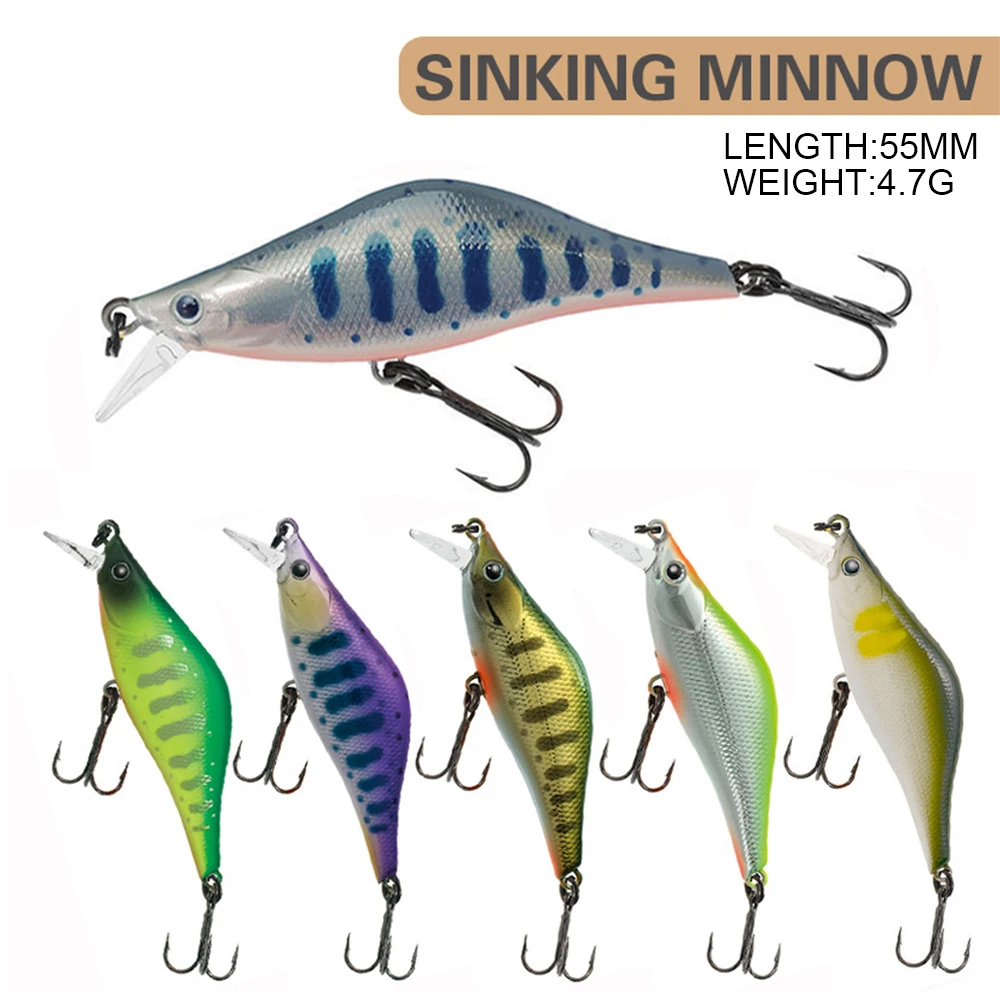 5.5cm 4.7g Fishing Lure Micro Minnow Wobbler Long Shot Sinking Artificial Hard Bait Jerkbait Small Stream Decoy Trout Bass Bait fishing lure
