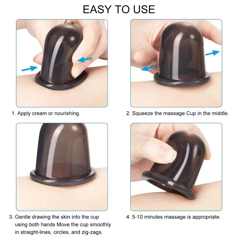 Silica Massage Body Cups Face Lift Suction Cup Anti Cellulite Vacuum Cupping Cans Back Massager Jars Chinese Physiotherapy Kit vacuum cupping sets