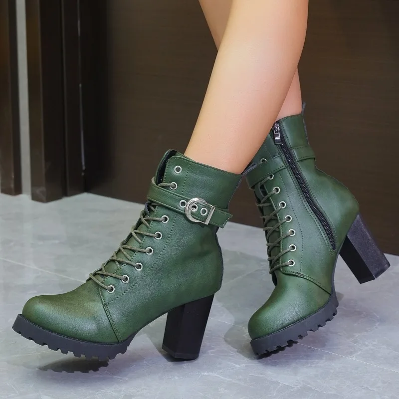 Biker Boots For High Heel Ankle Boots With Laces Outfits Women's