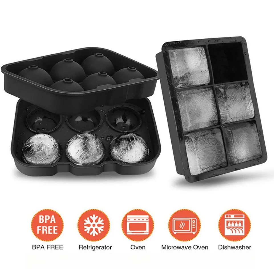 2 Pack Silicone Ice Ball Maker Mold with Leak-Proof Lid Whiskey Sphere Ice Cube Trays for Bourbon Cocktails Easy Release