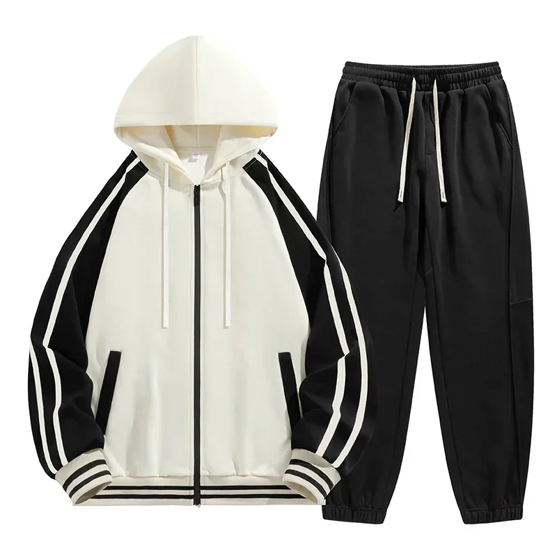 Autumn Winter Hot Sale Mens Zipper Jackets Outfits Classic Male Casual Sports Suit Hoodies and Sweatpants Casual couple style