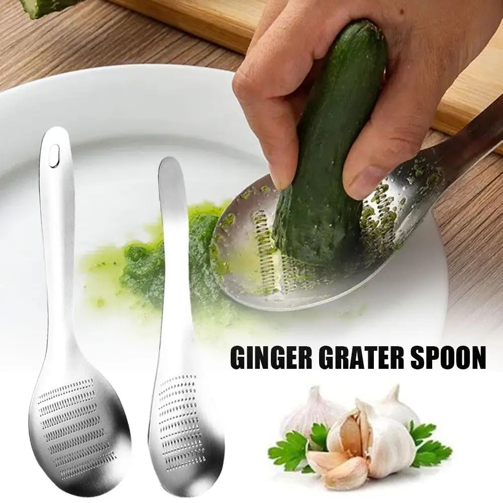 Multifunctional Stainless Steel Ginger Grater Spoon Ginger Tea Spoon Garlic Grater Lemon Zester For Kitchen Fruit Vegetable Tool