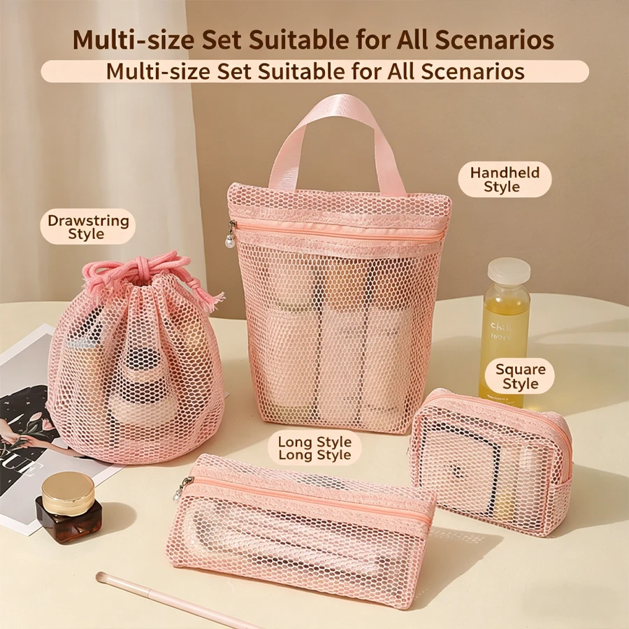 Large Capacity Breathable Travel Toiletry Bag with Drawstring