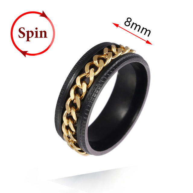 Fidget Spinner Rings For Women Men Spinning Rotating Stainless Steel Pubk Ring Anti Stress Accessories Men's Jewelry