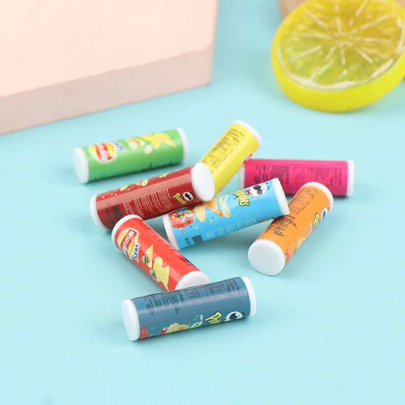 4pcs/set 1:12 Dollhouse Mini Canned Potato Chips Miniature Food Toy Model Shooting Props Excluding Potato Chips