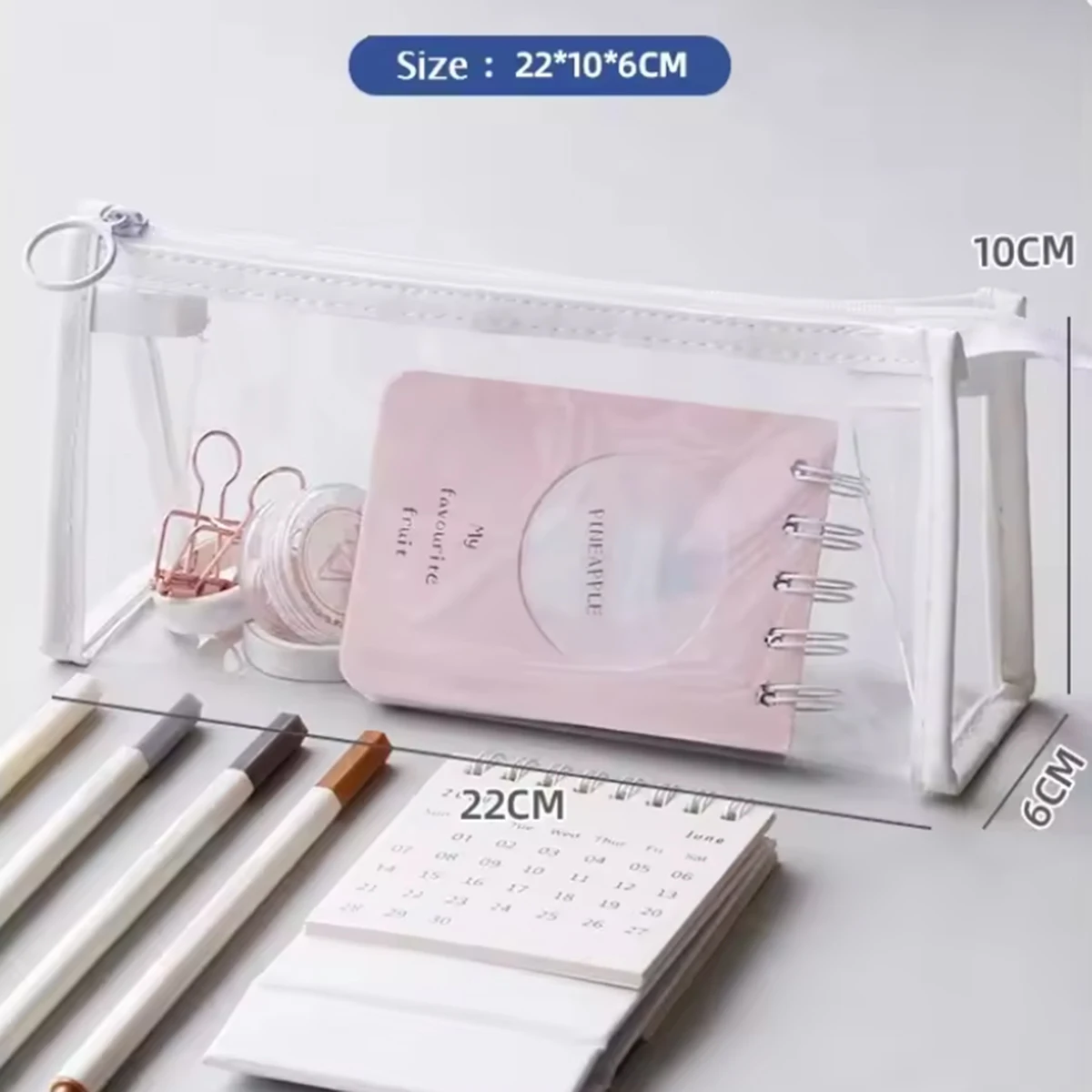 투명 연필 케이스 대용량 간단한 펜 가방 카와이 화장품 가방 학교 학습 문구 사무용품