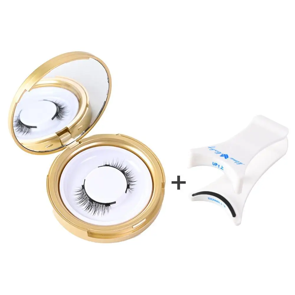 1 Pair 3D Natural With Reusable Magnetic False Eyelashes Portable Cosmetic Tool