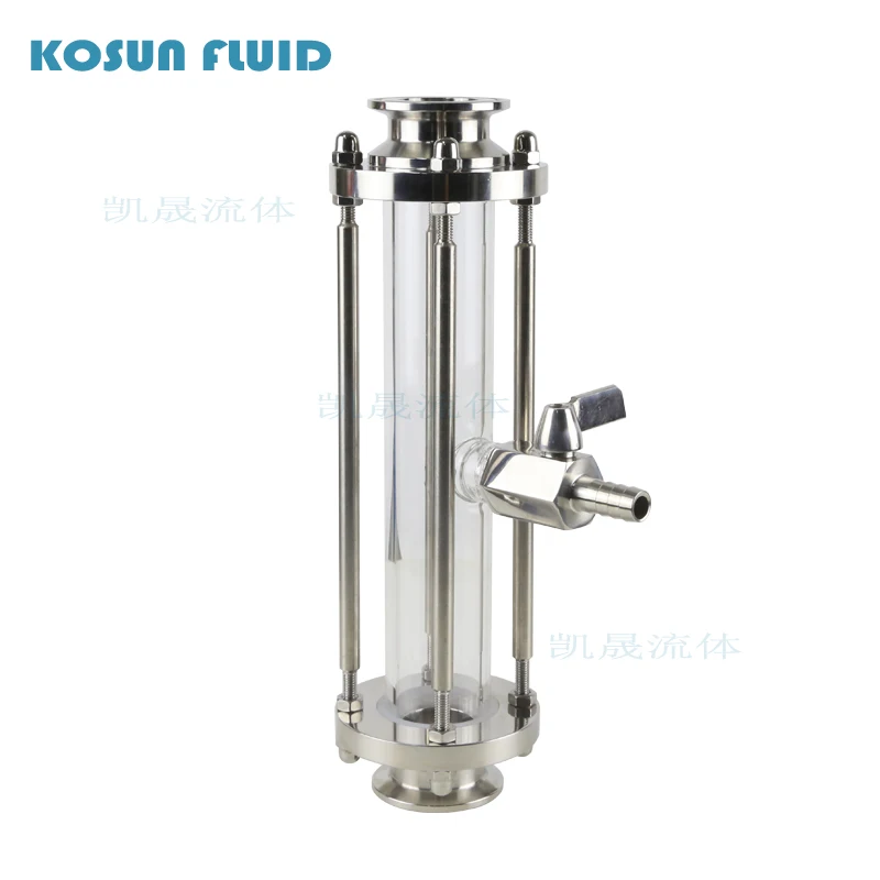 Stainess Steel Pipe Fitting Tri Clamp Long Style Sanitay Sight Glass With Faucet