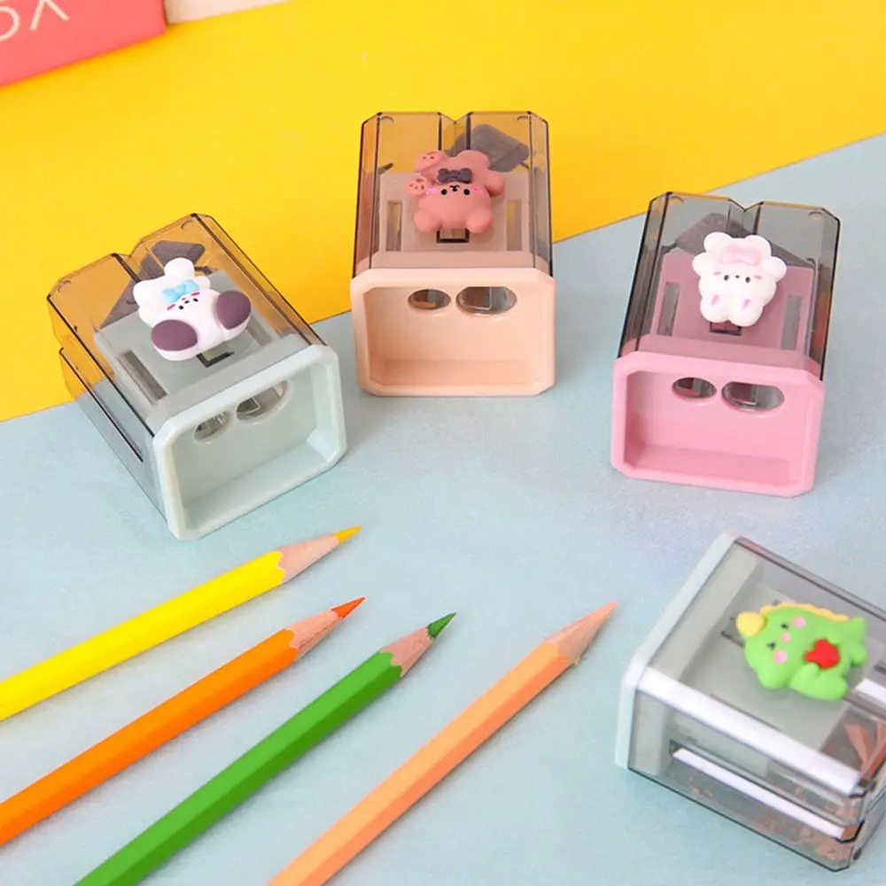 

Creative Transparent Drawing Sketching Children Pencil Cutting Tools 2 Holes Pencil Sharpener Art Supplies Student Stationery