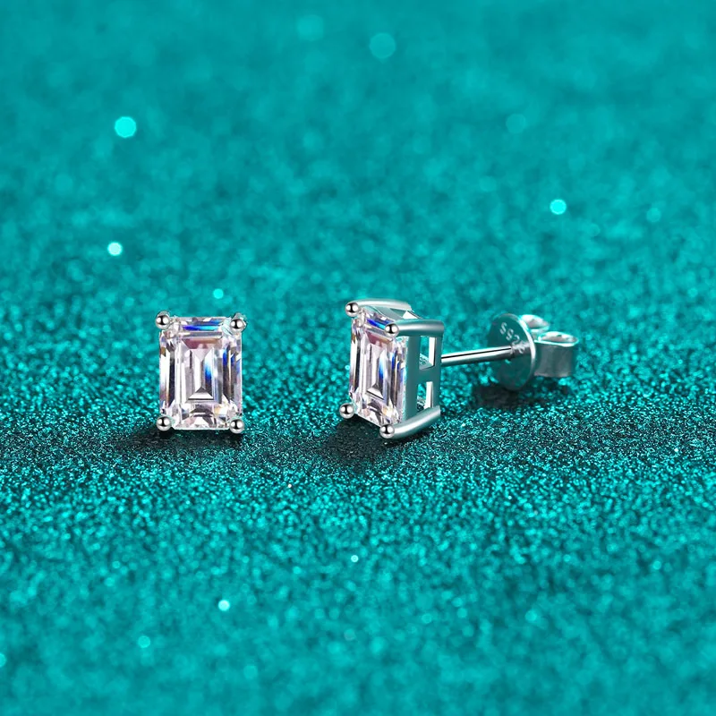 

Zircon/Moissanite Candy Square Emerald Cutting Stud Earrings 925 Sterling Silver Jewelry Accessories Wedding Gift For Women