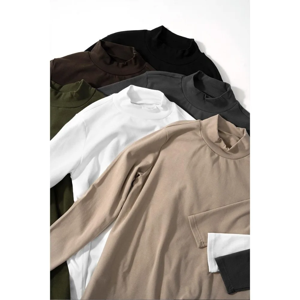 Moda abbigliamento coreano Y2k Streetwear Casual elegante Slim dolcevita da uomo autunno inverno Casual Tee top t-shirt Oversize uomo 5