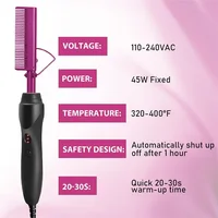 GOIPLE Electric Heat Comb Hot Hair Straightener Iron for Straighten Flyaways Fast Heated Curler Beginner Hair Styling Tools Kit 2