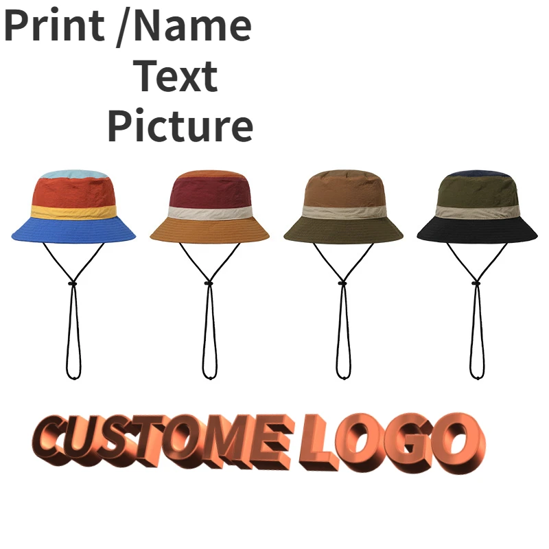 

Custom Logo Quick-drying Bucket Hat Color Matching Men and Women Outdoor Basin Cap Drawstring Elastic Adjustable Sun Hats Gorras