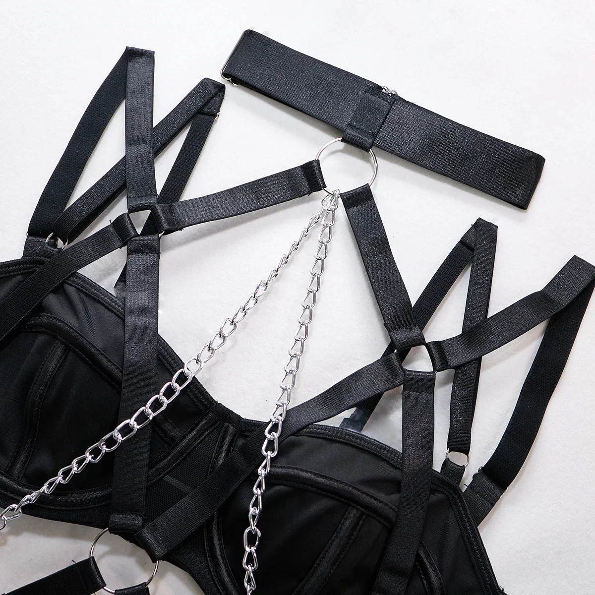 Seductive Chain Lingerie Four Piece Set 21