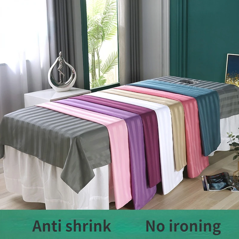 4 Sizes Striped Mercerized Cotton Massage Table Bed Sheet Bed Cover for