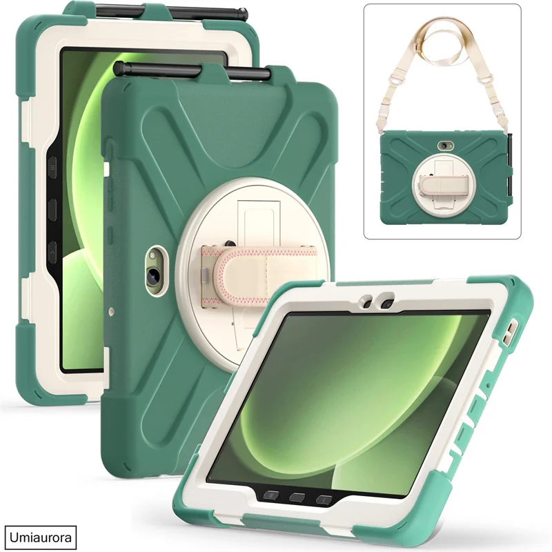 Shockproof Rugged Tablet Case with Hand and Shoulder Strap - Stand Feature Included